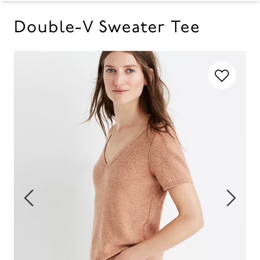 Madewell Peach Knit Double-V Sweater Tee